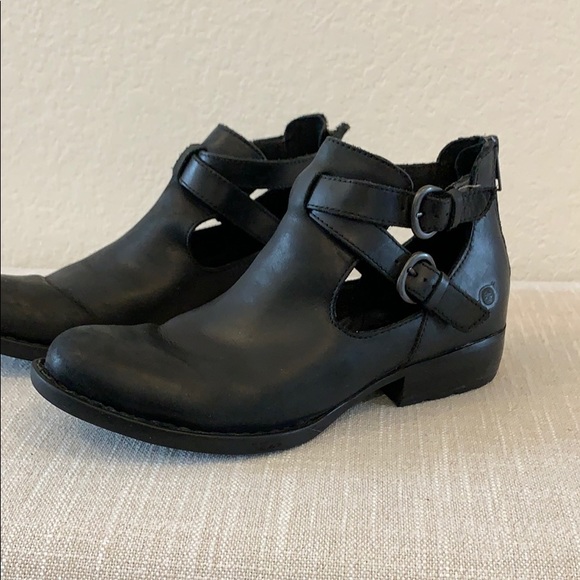 Born Shoes - Born leather buckle zip back booties boots